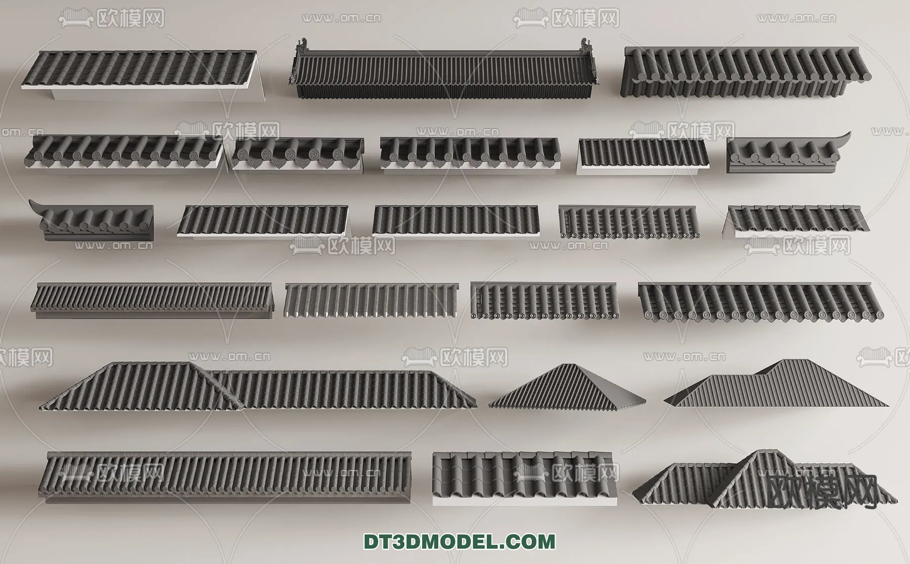 Tile Roof 3D Models - Chinese Style - 011