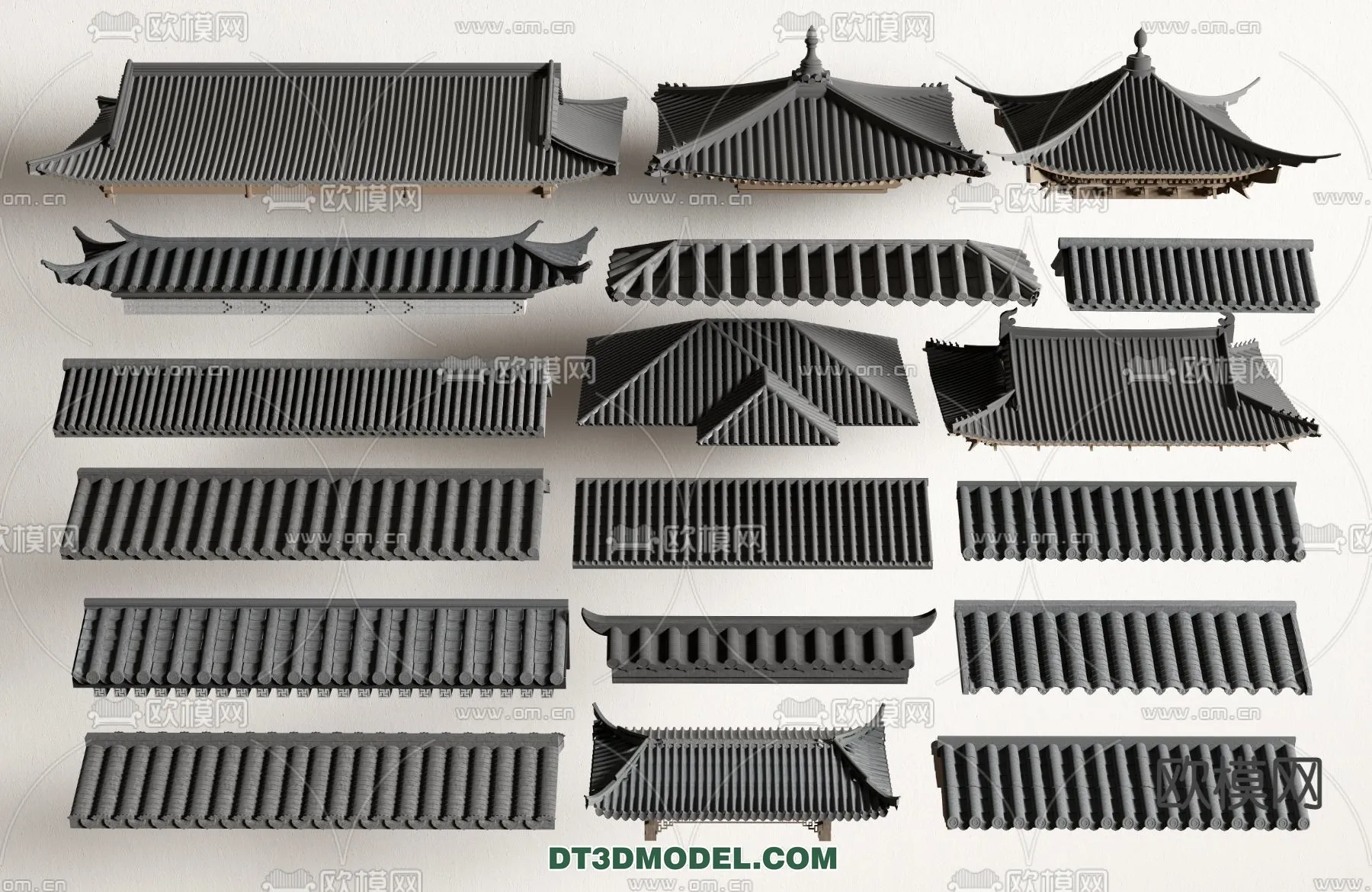 Tile Roof 3D Models - Chinese Style - 013