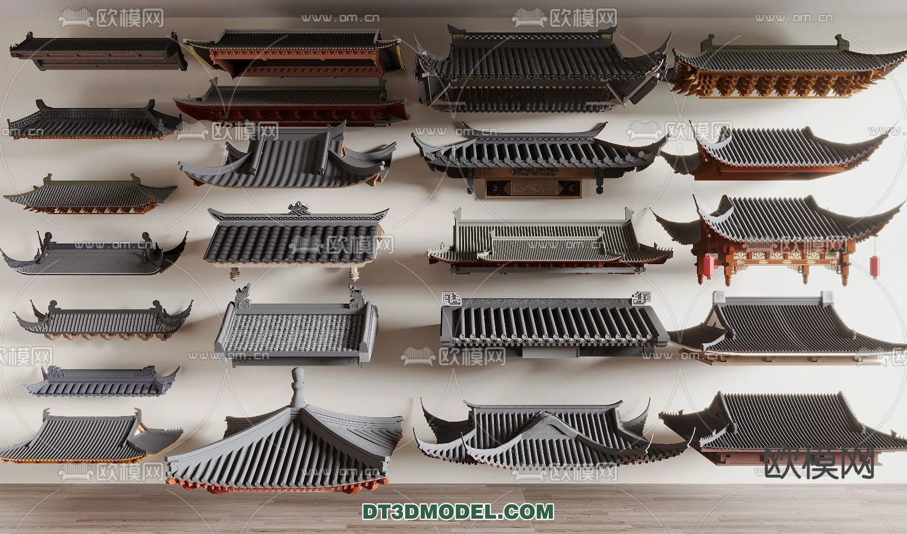 Tile Roof 3D Models - Chinese Style - 017