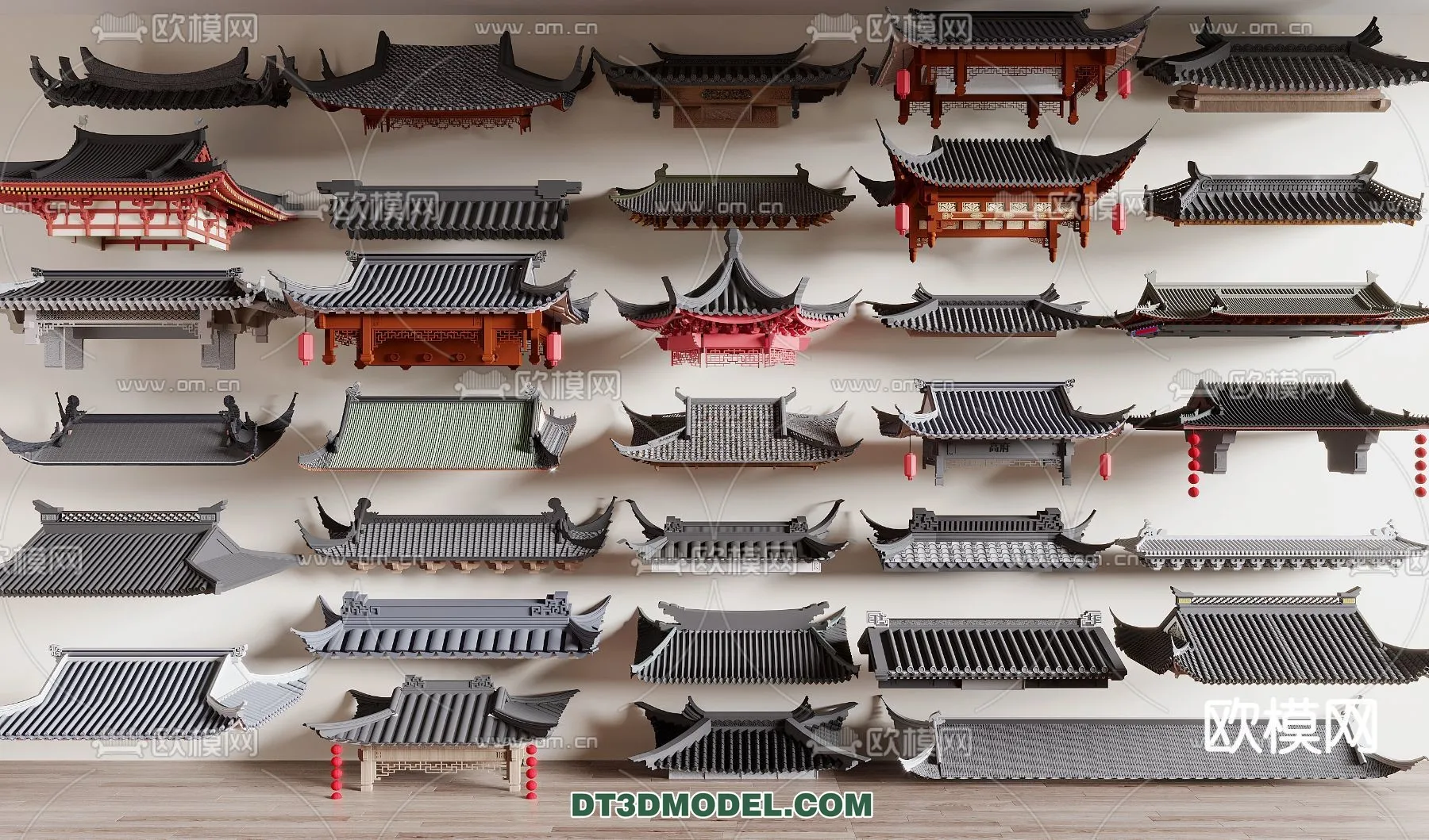 Tile Roof 3D Models - Chinese Style - 021