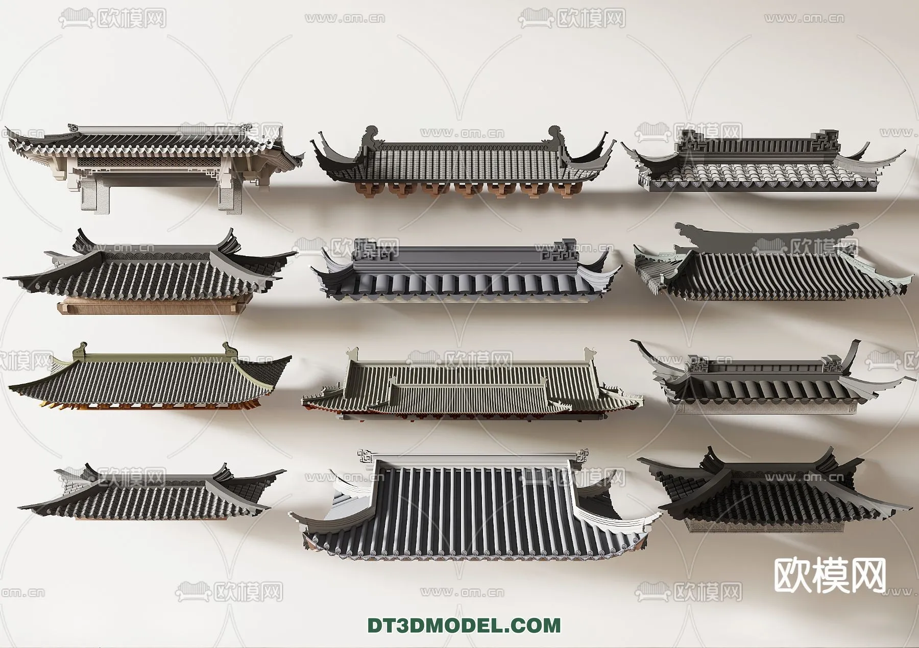 Tile Roof 3D Models - Chinese Style - 022