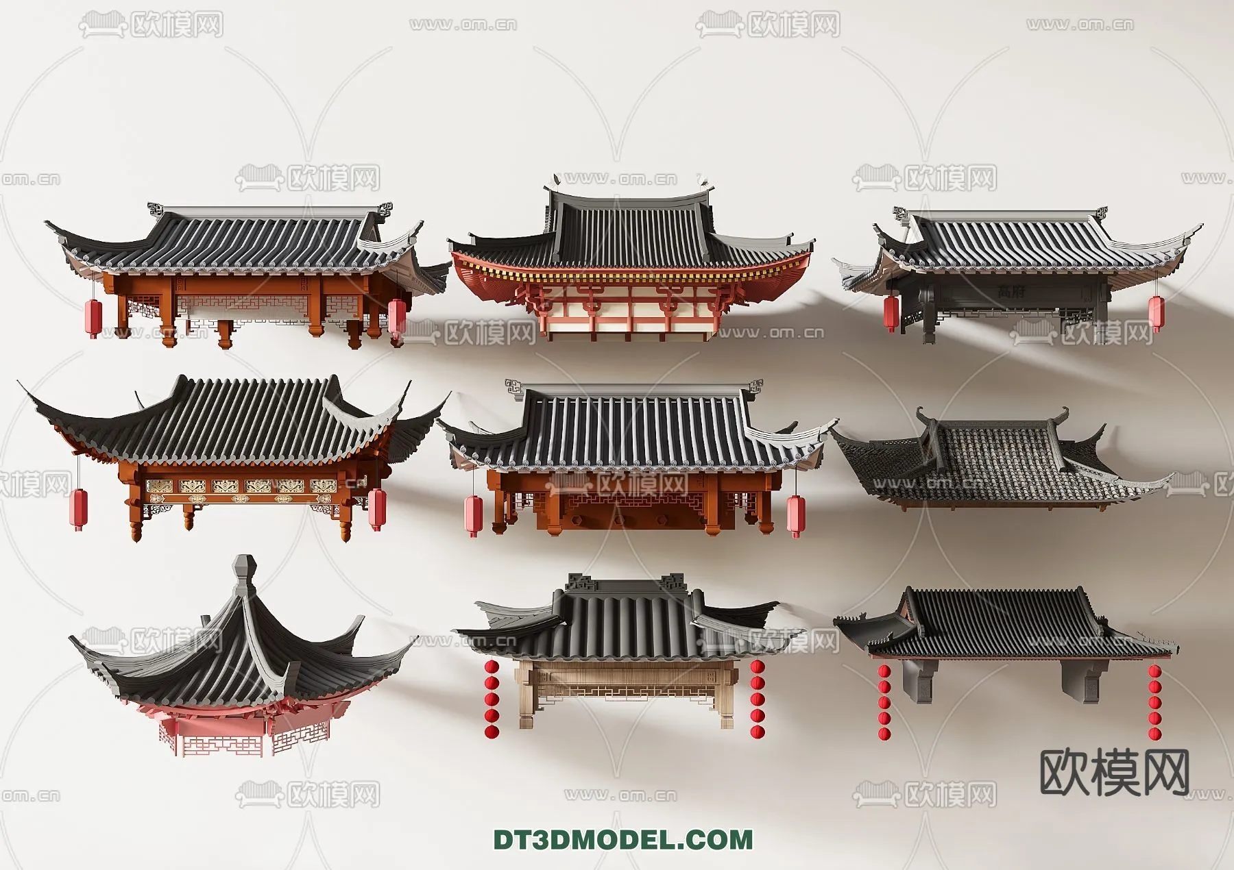 Tile Roof 3D Models - Chinese Style - 023