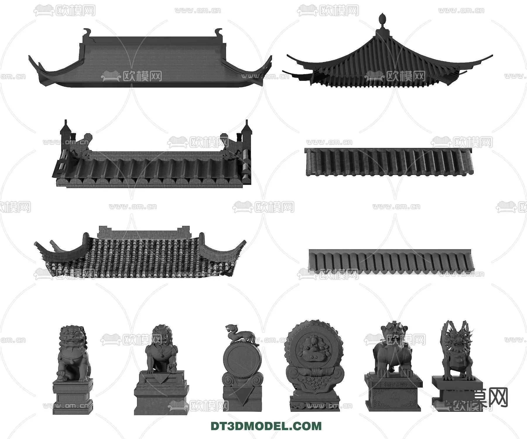 Tile Roof 3D Models - Chinese Style - 025
