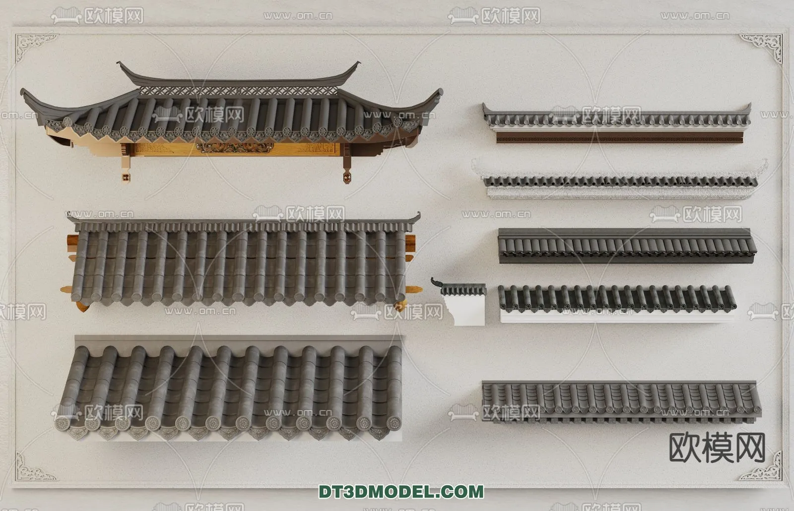 Tile Roof 3D Models - Chinese Style - 026