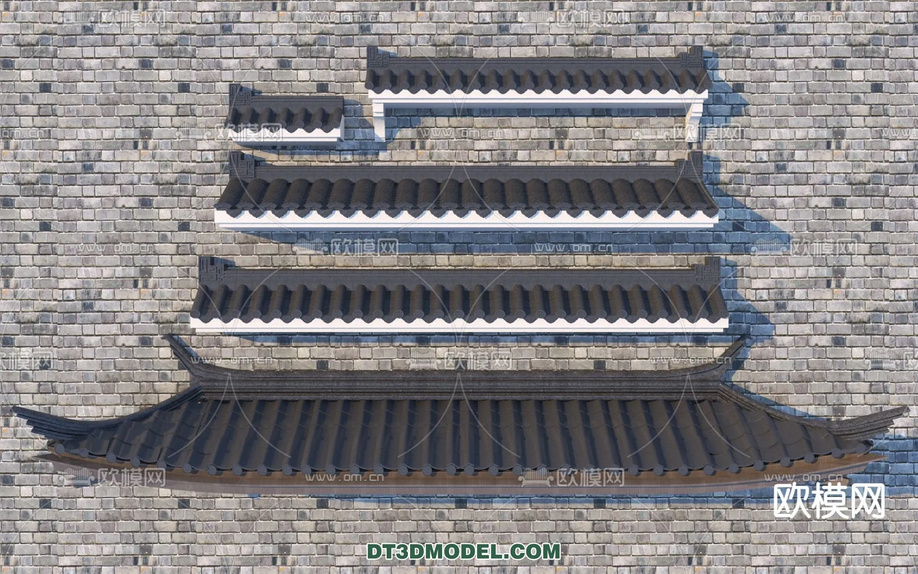 Tile Roof 3D Models - Chinese Style - 028