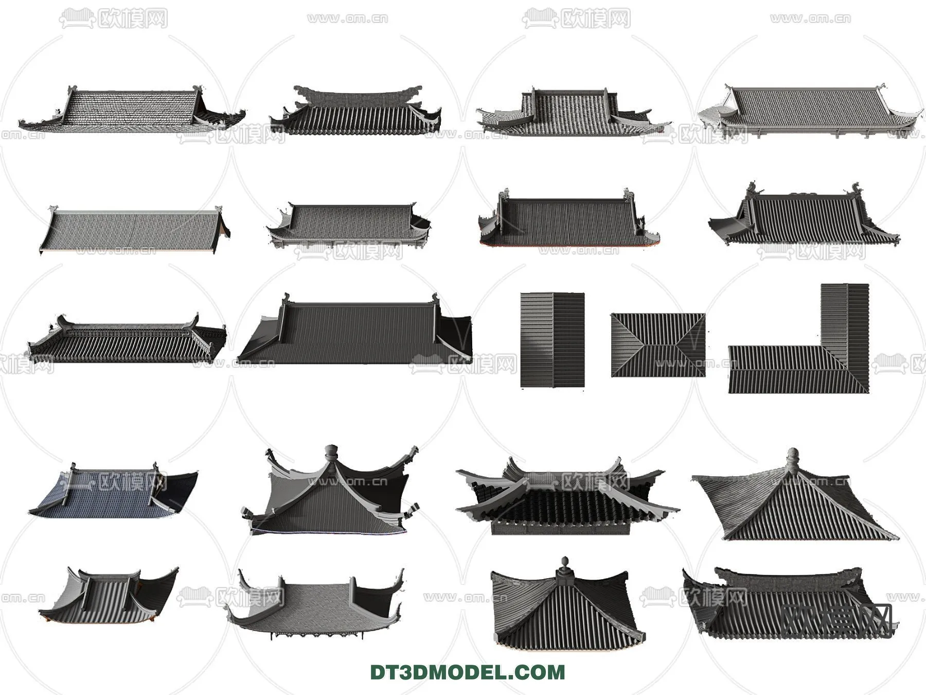 Tile Roof 3D Models - Chinese Style - 029