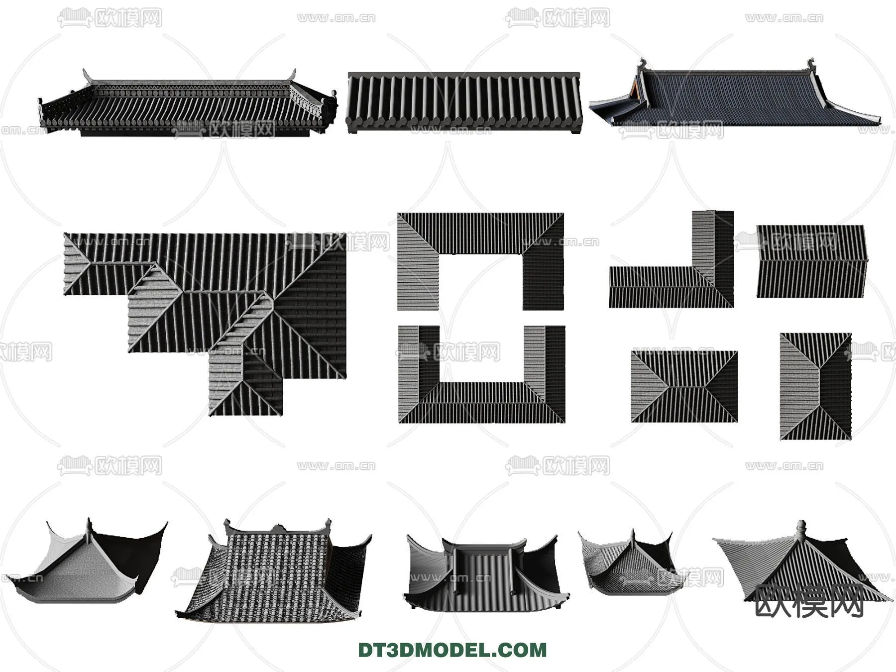 Tile Roof 3D Models - Chinese Style - 030