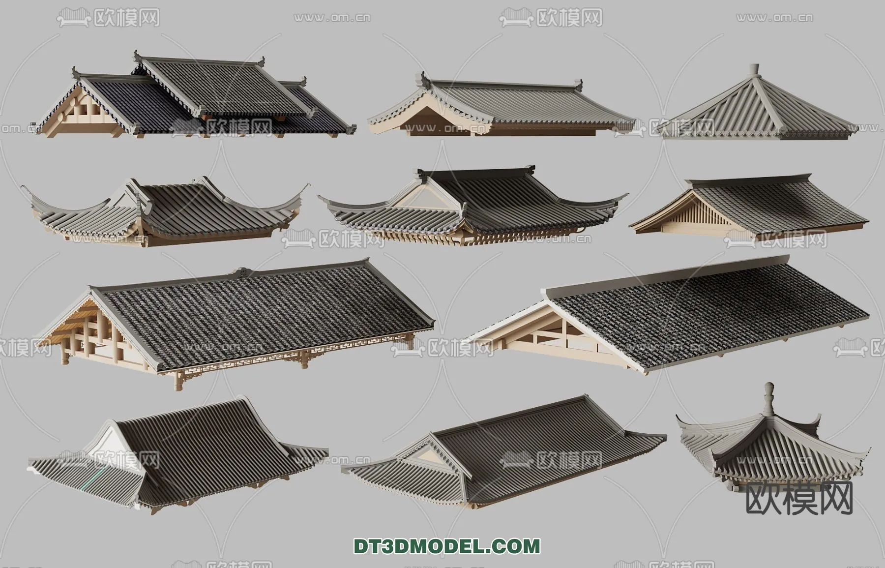 Tile Roof 3D Models - Chinese Style - 031
