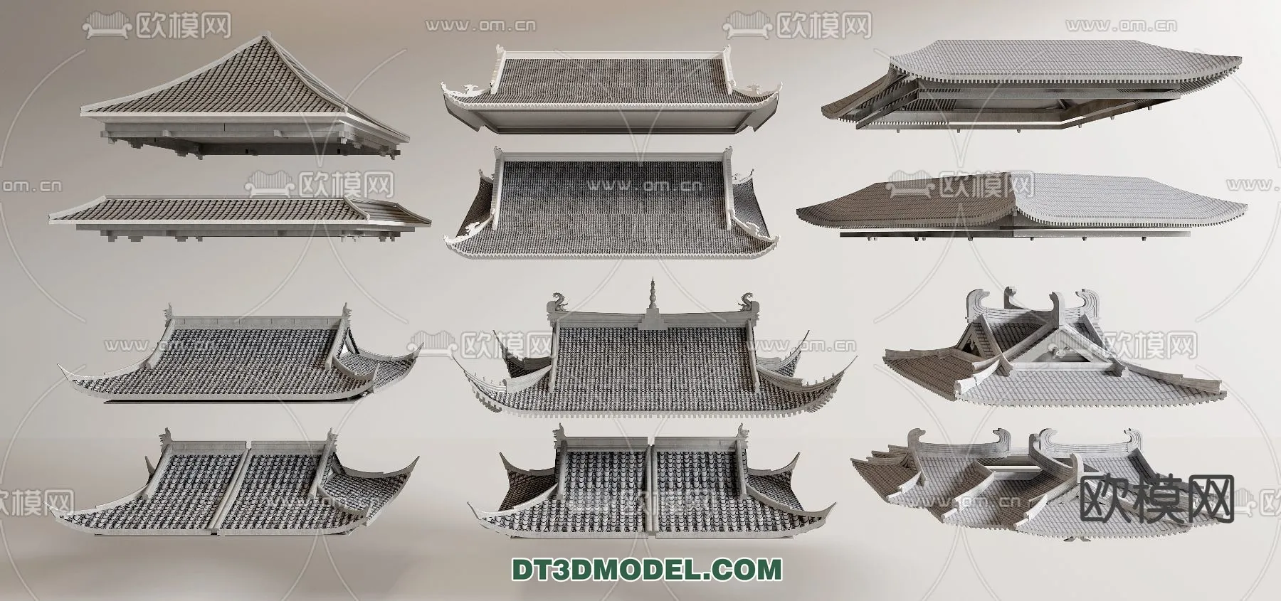 Tile Roof 3D Models - Chinese Style - 033