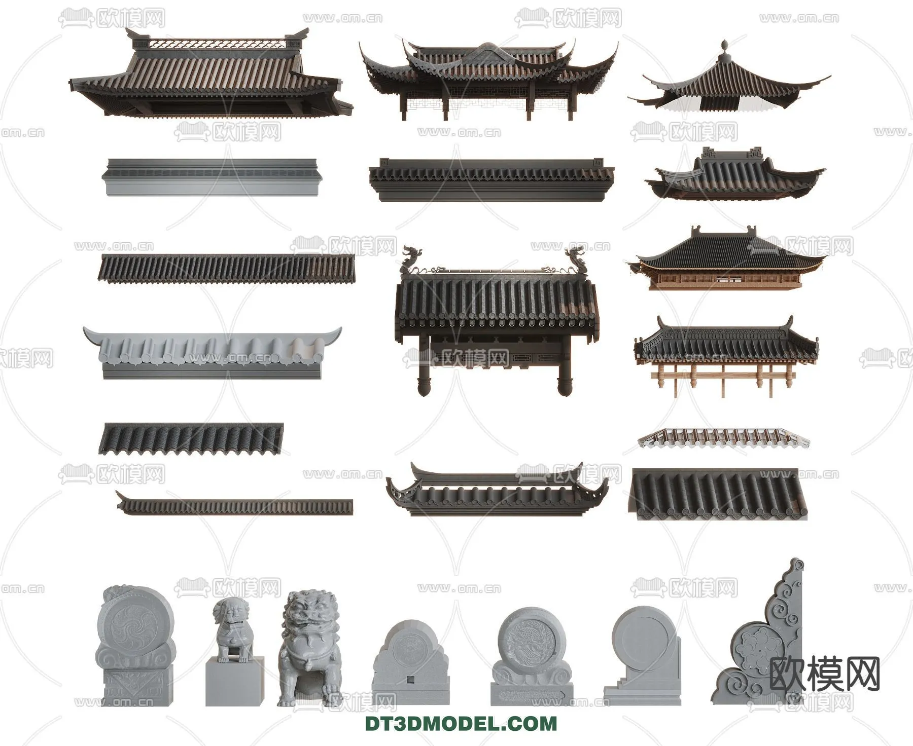 Tile Roof 3D Models - Chinese Style - 034