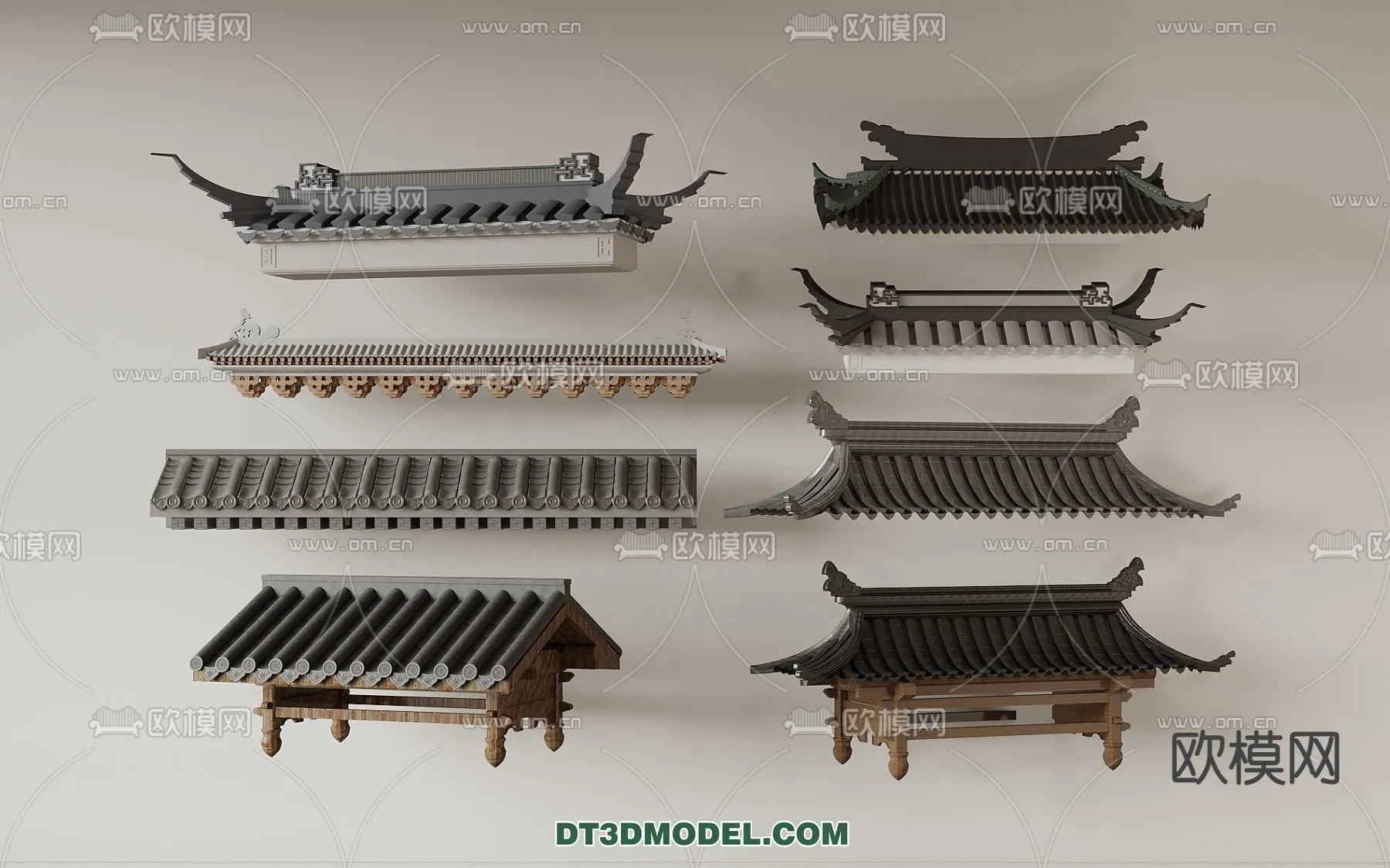 Tile Roof 3D Models - Chinese Style - 035