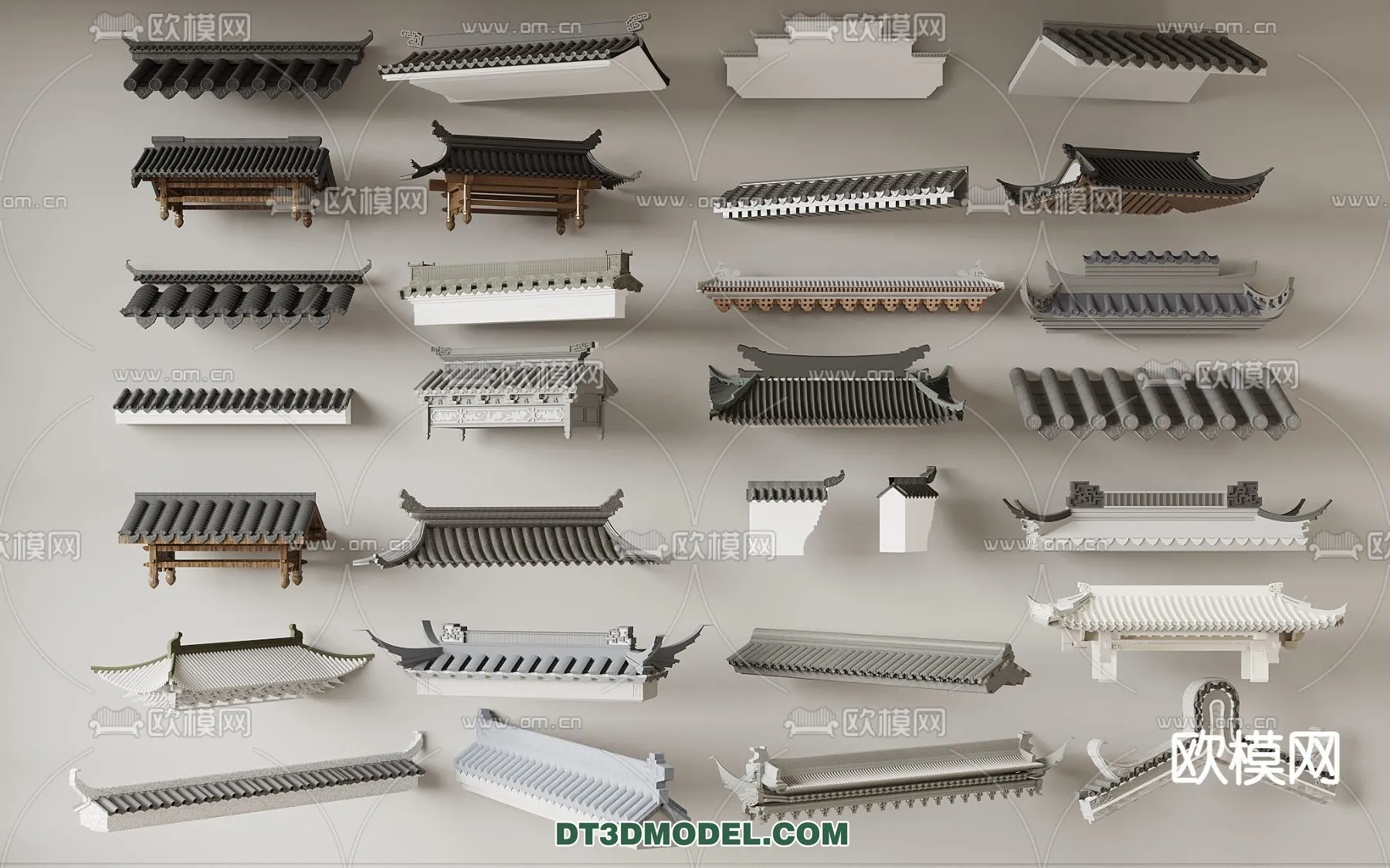 Tile Roof 3D Models - Chinese Style - 038