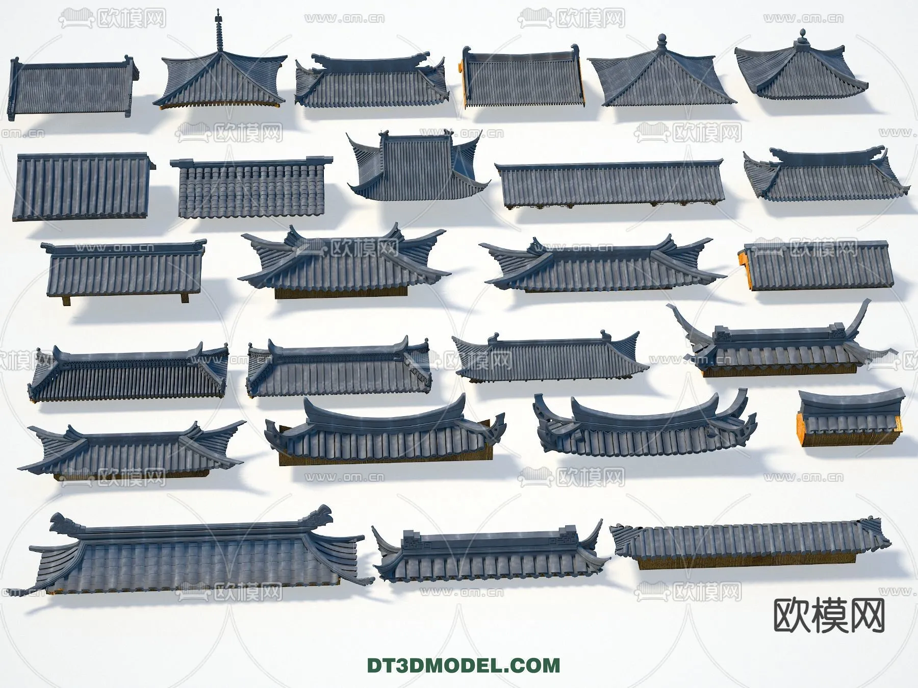 Tile Roof 3D Models - Chinese Style - 039