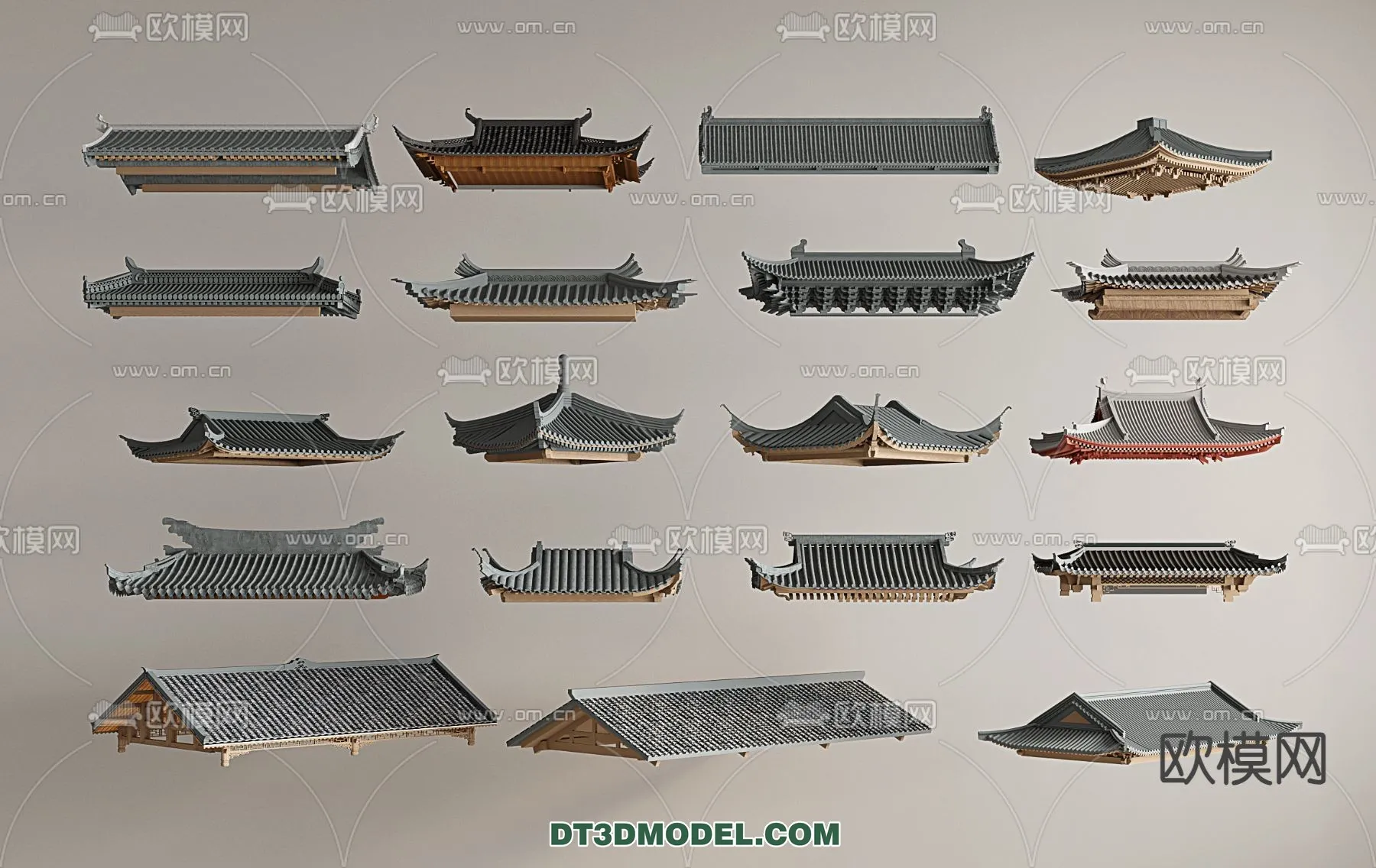 Tile Roof 3D Models - Chinese Style - 041