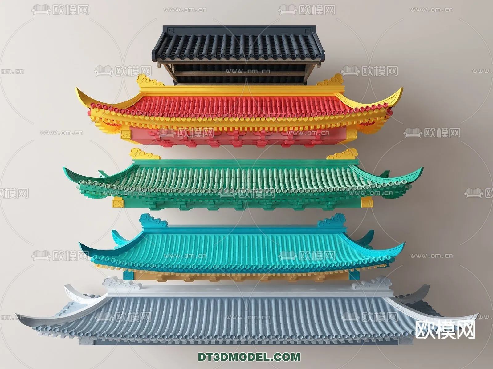 Tile Roof 3D Models - Chinese Style - 043