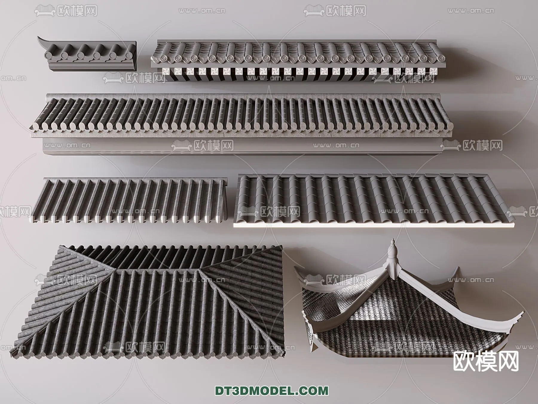 Tile Roof 3D Models - Chinese Style - 047