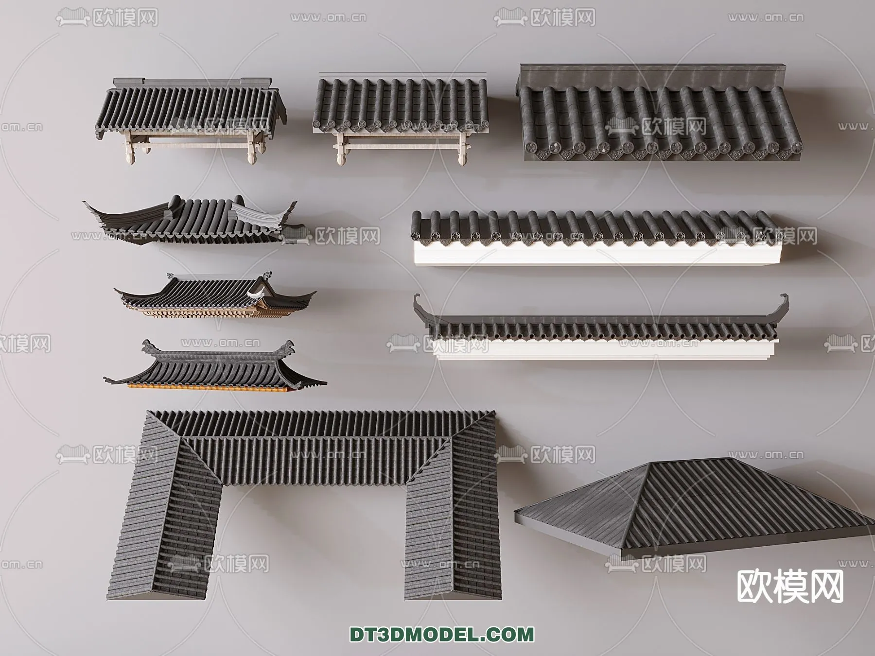 Tile Roof 3D Models - Chinese Style - 048