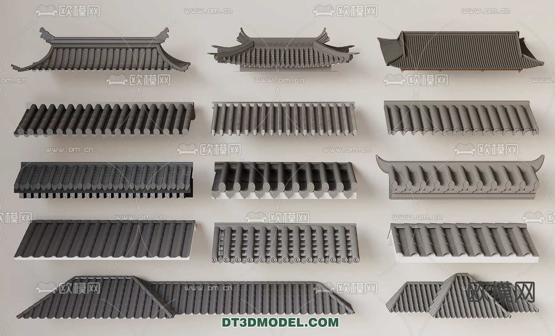 Tile Roof 3D Models - Chinese Style - 049