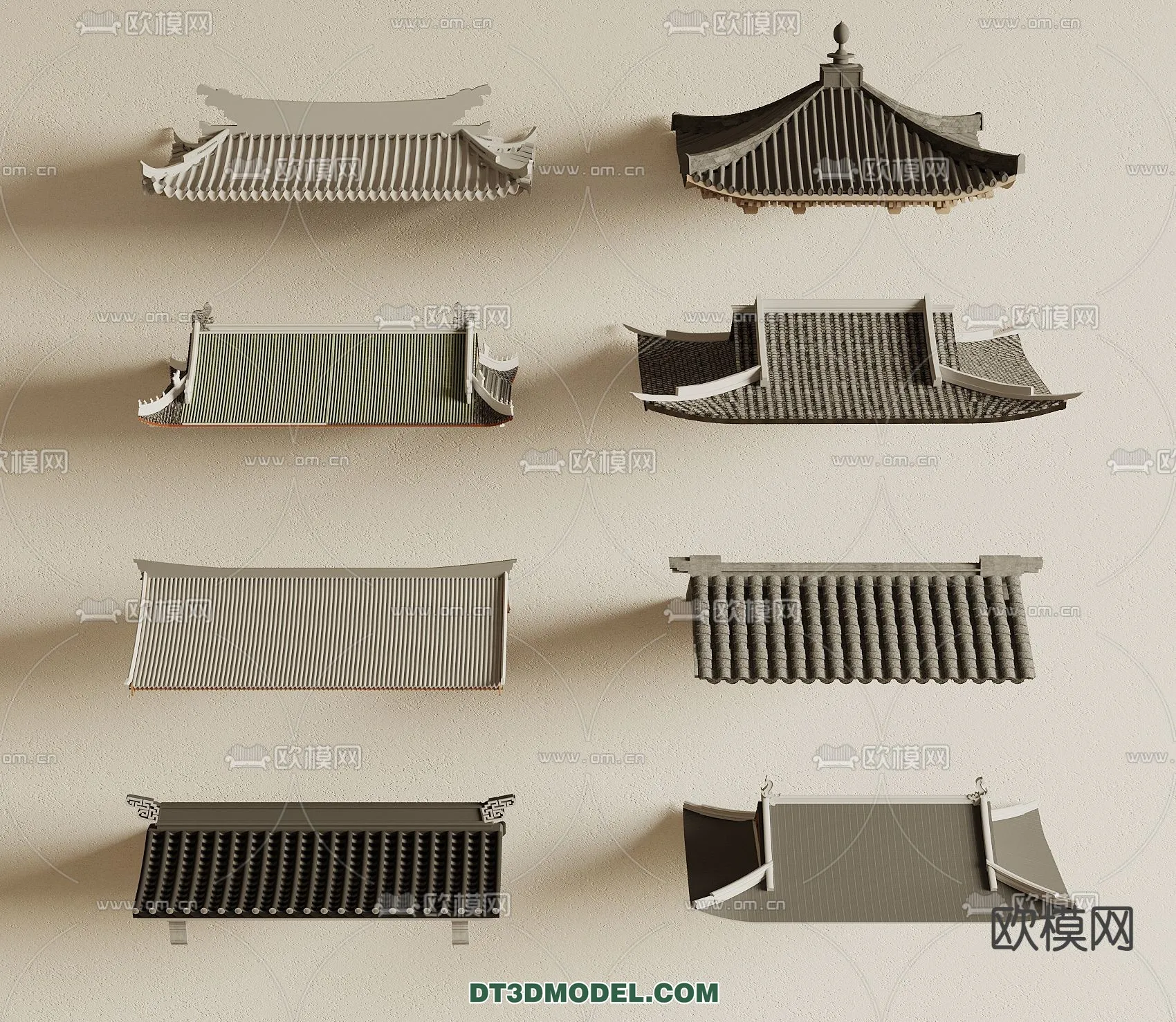 Tile Roof 3D Models - Chinese Style - 051