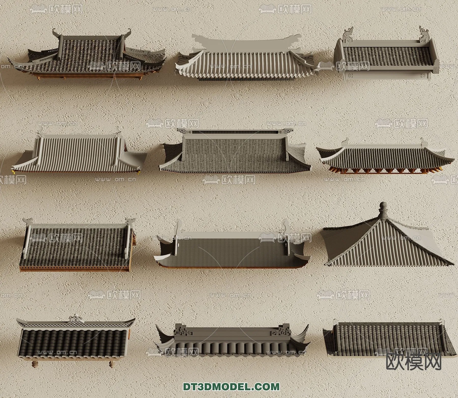 Tile Roof 3D Models - Chinese Style - 053