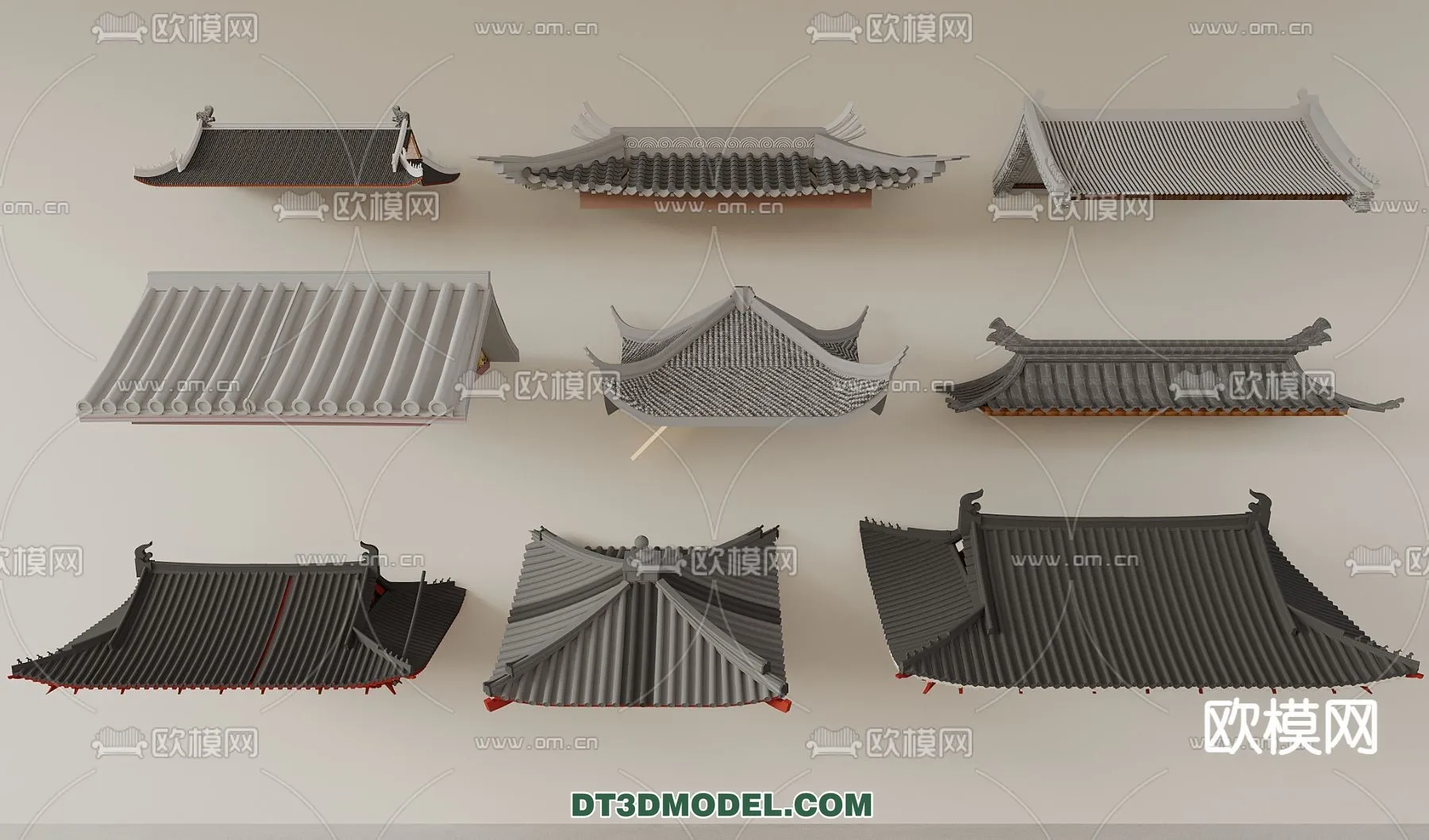 Tile Roof 3D Models - Chinese Style - 055