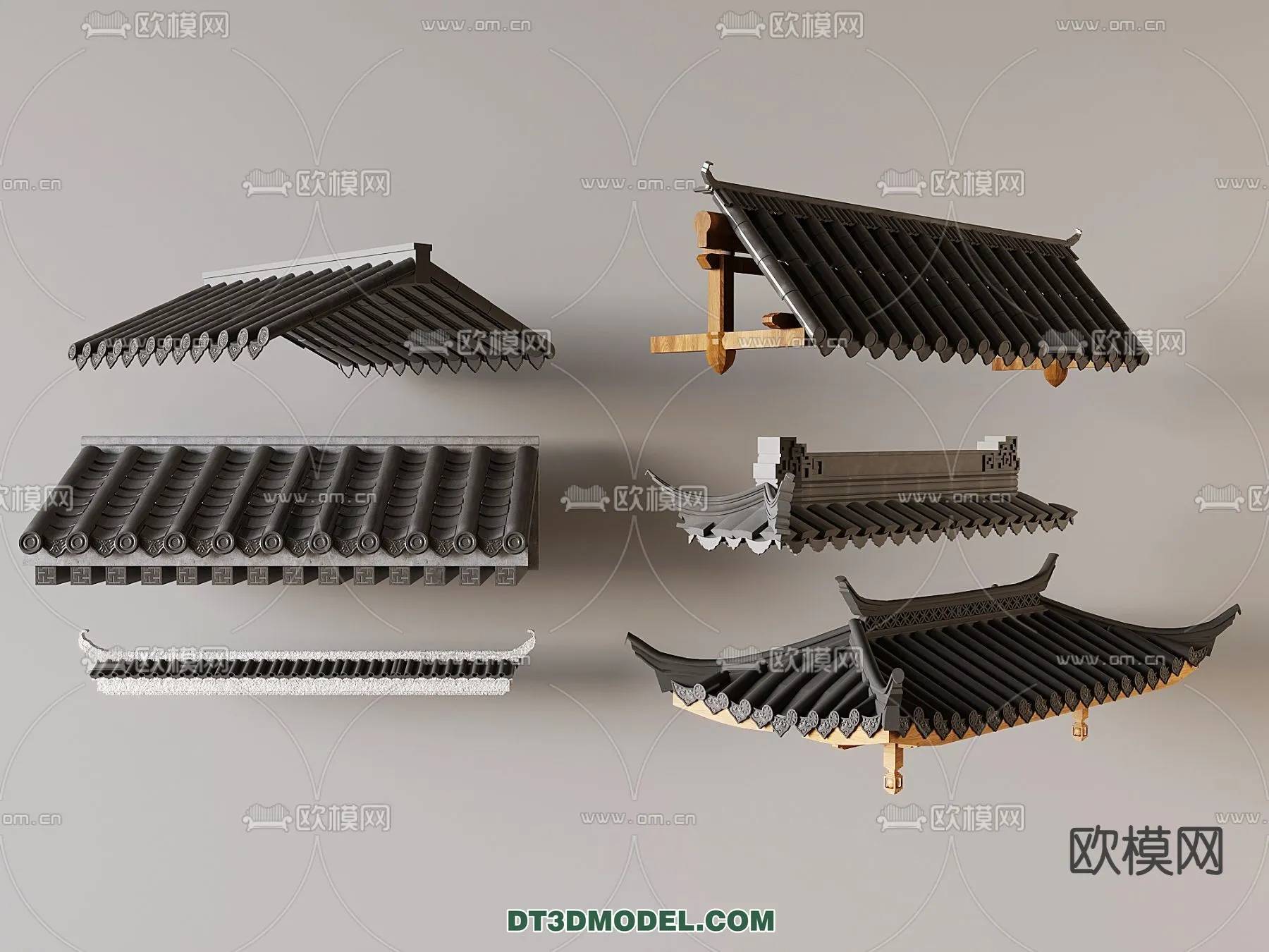 Tile Roof 3D Models - Chinese Style - 061