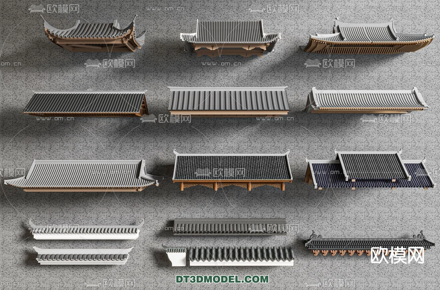 Tile Roof 3D Models - Chinese Style - 064