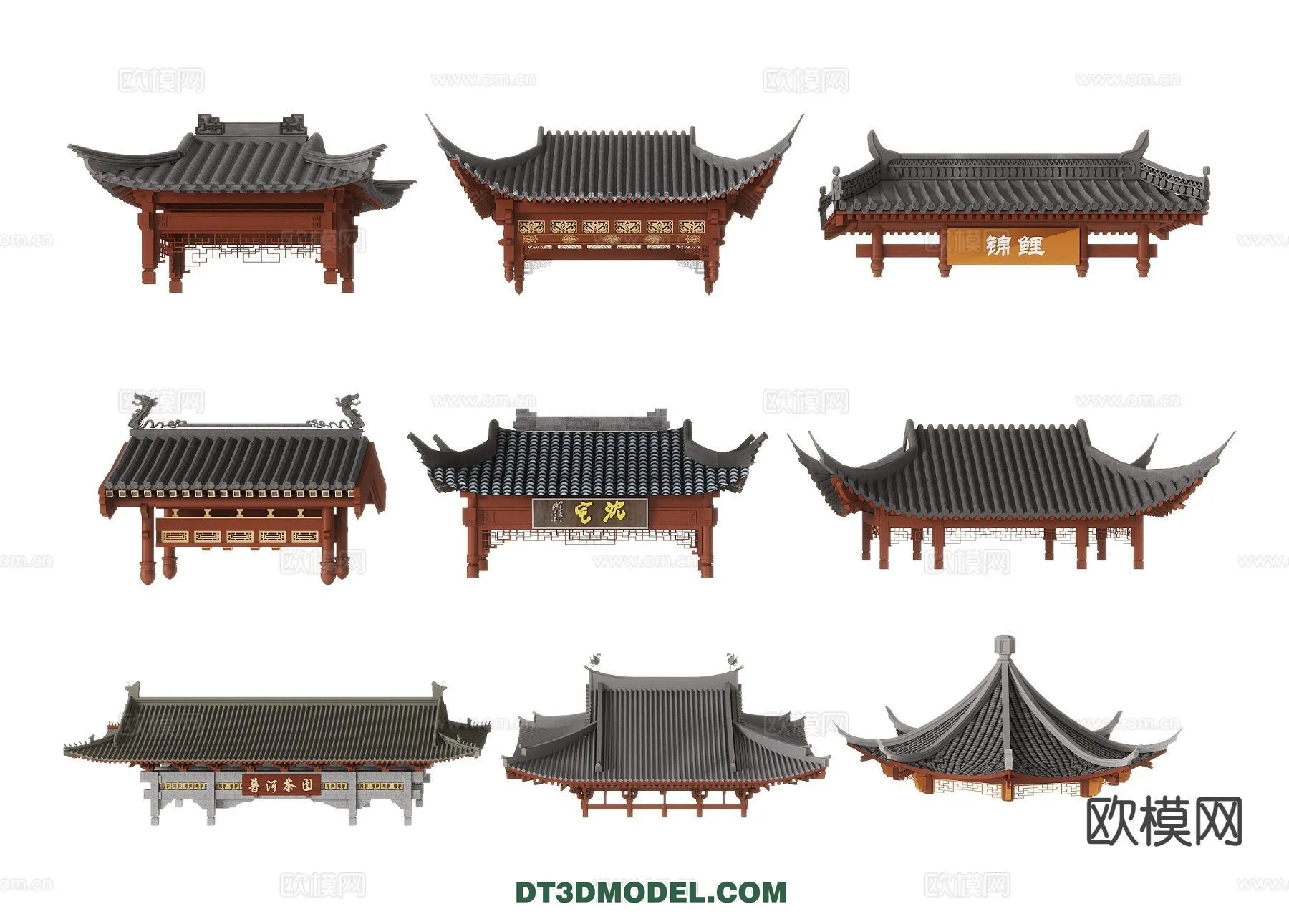 Tile Roof 3D Models - Chinese Style - 069