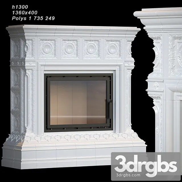 Tiled fireplace 04 3D Model Free