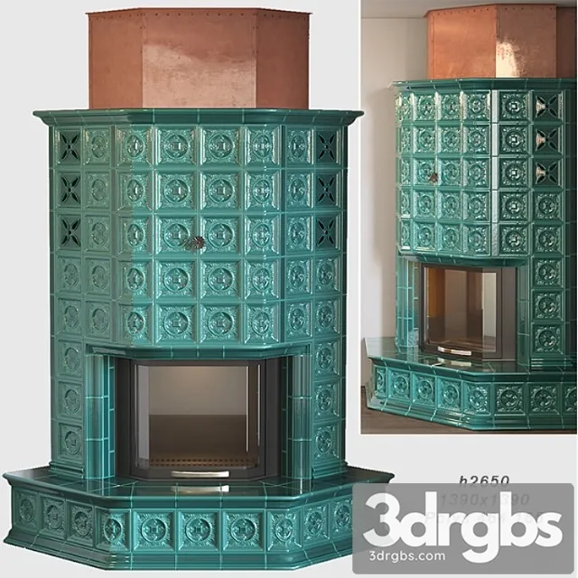 Tiled fireplace 3D Model Free