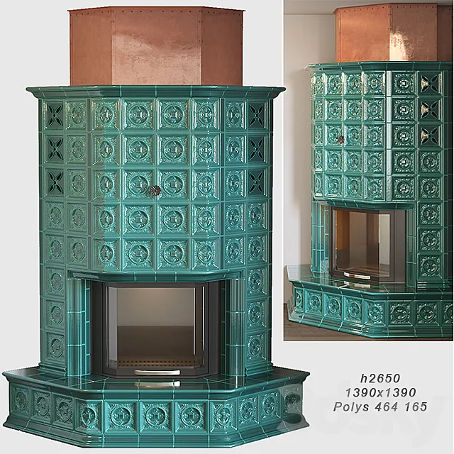 Tiled fireplace 3DModel
