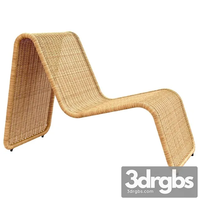 Tito agnoli p3 lounge chair in cane bonacina italy 2 3D Model Free