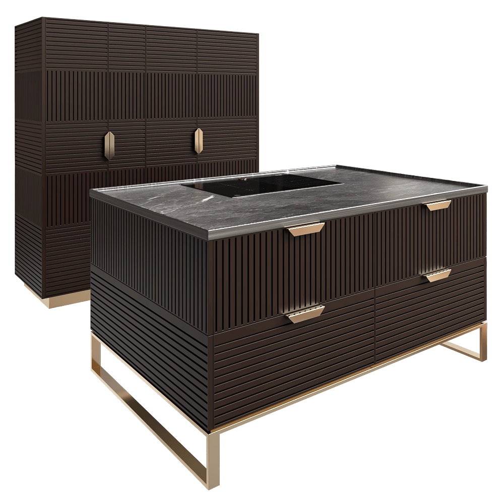 TM Italia - Kitchen MIUCCIA COMPOSITION OF DOUBLE ISLANDS AND COLUMNS 3D Model