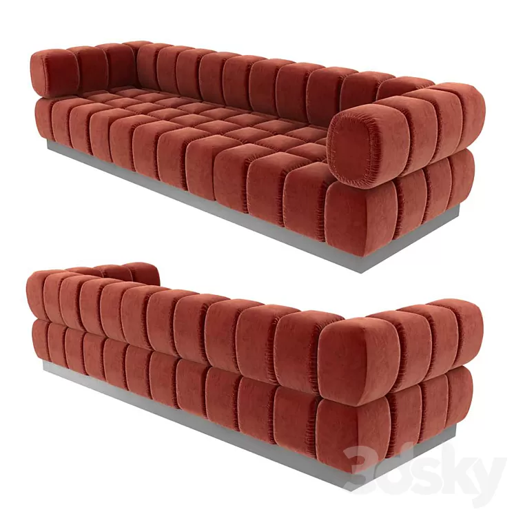 Todd Merrill custom original extended back sectional sofa in orange velvet