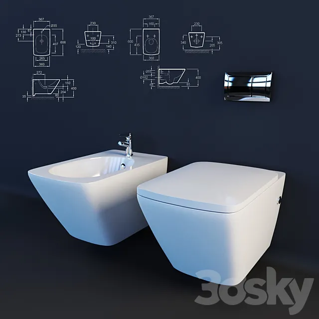 Toilet and bidet Jacob Delafon Escale 3DModel