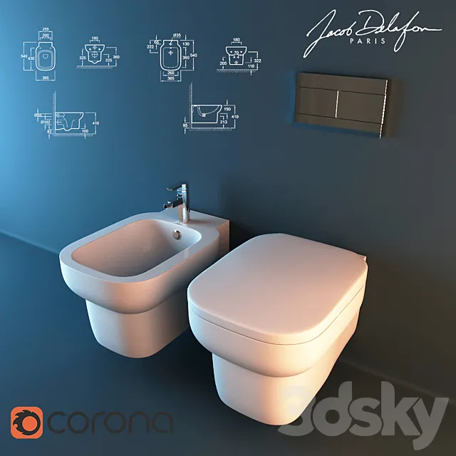 Toilet and bidet Jacob Delafon Replay 3DModel