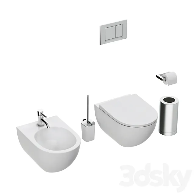 Toilet and bidet KERAMAG ACANTO 3D Model