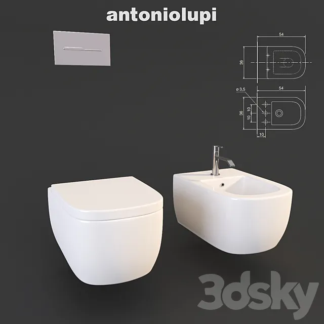 Toilet and bidet Komodo antonio lupi Sink Segno and accessories sesamo Design Arkimera 3D Model