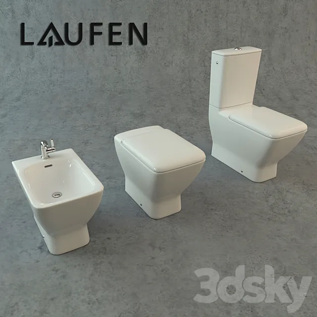 Toilet and bidet Laufen Palace 3D Model