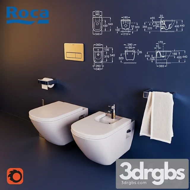 Toilet and Bidet Roca The Gap 3D Model Free