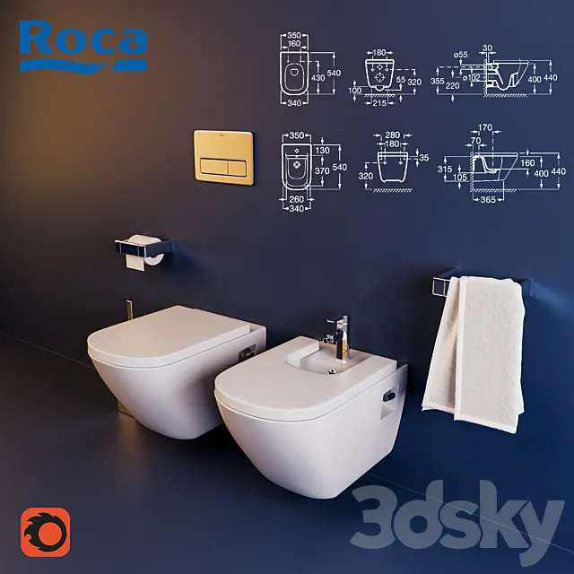 Toilet and Bidet Roca The Gap 3DModel