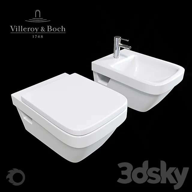 Toilet and bidet Villeroy & Boch Architectura. 3D Model