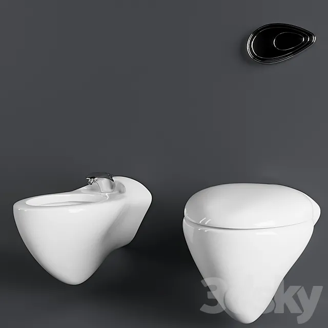 Toilet & Bidet Noken by Zaha Hadid 3D Model