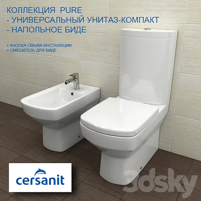 Toilet + BIDET PURE. FLOOR 3DModel