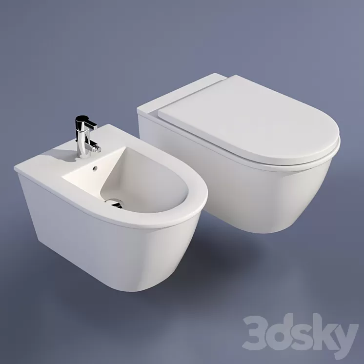 TOILET & BIDET WALL MOUNTED 3D Model