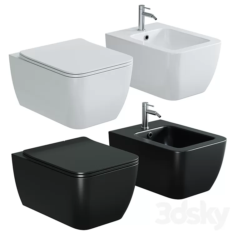 Toilet bowl WellWant Tesoro WWU01111W suspended with seat Microlift 3D Model Free