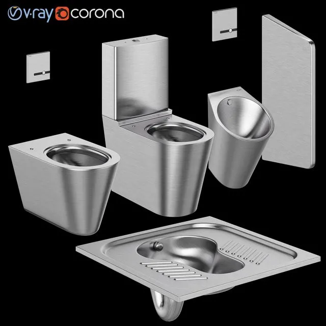 Toilet bowls and urinal for public toilets DELABIE 3D Model