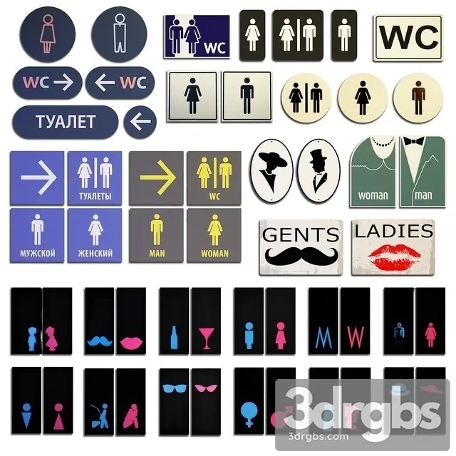 Toilet Sign 3D Model Free