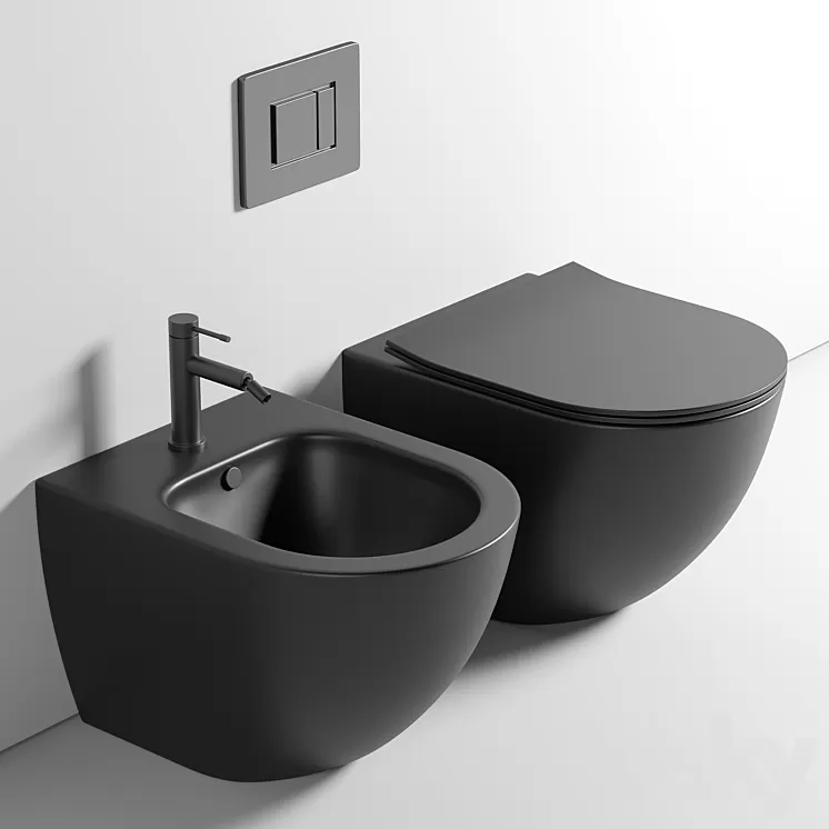 Toilet wall mounted Ceramica Nova Metropol CN4002MB rimless 3D Model Free