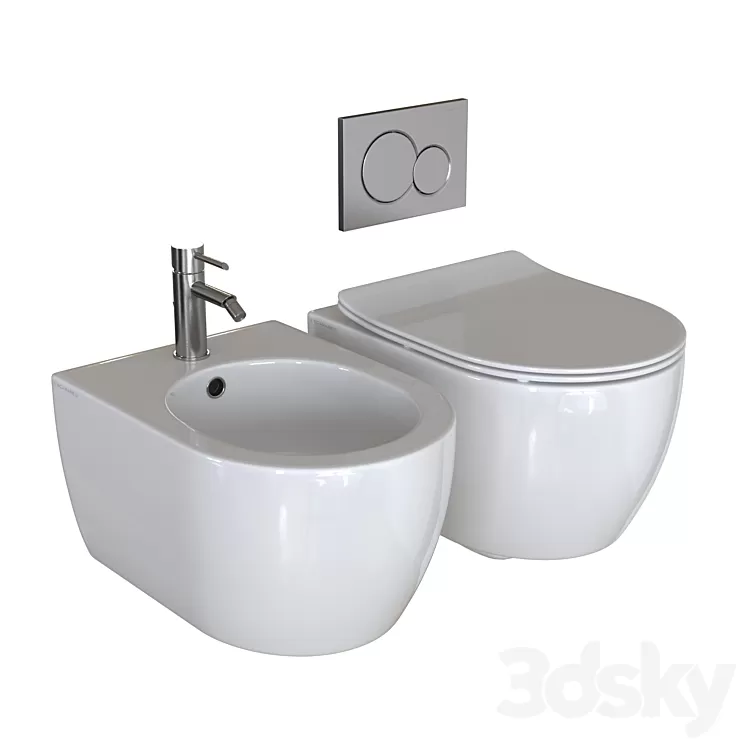 Toilet wall mounted Scarabeo Ceramiche Moon 3D Model Free